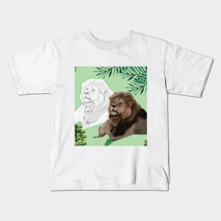 Father Lion and Baby Lion of the Jungle. Kids T-Shirt